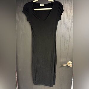 See You Monday Black Bodycon Maxi Dress mid caff length